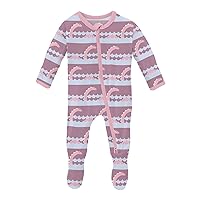 KicKee Print Footies with Zipper, Super Soft One-Piece Jammies, for Babies and Kids, Spring 2