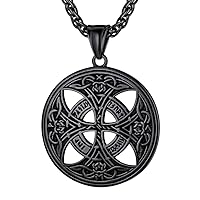 FaithHeart Irish Claddagh/Knot Pendant Necklace for Women Men Stainless Steel/18K Gold Plated Wicca Pentagram Talisman Jewelry Personalized Custom