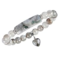 TUMBEELLUWA Healing Stone Bracelet 8mm Beads Chakra Crystal Energy Heart Charm Bracelet Handmade Jewelry for Women