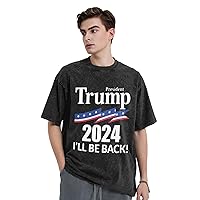 I'll Be Back Trump 2024 Mens Short Sleeve T-Shirts Cotton Tee