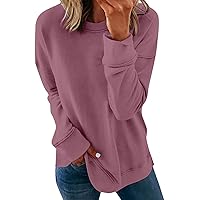 Sweatshirt For Women Solid Crew Neck Pullover Tops Basic Casual Long Sleeve Workout Tops 2023 Girls Daily Outfits