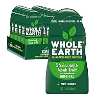 Whole Earth Stevia & Monk Fruit Liquid Sweetener, Original, No Erythritol, Squeeze Bottle, 1.62 Fl Oz (Pack of 12)