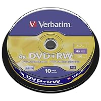 Verbatim DVD+RW 4.7Gb 4X Spindle 10 No 43488 rewritable Blank DVD DVD+rw