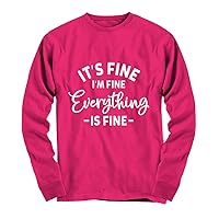 It's Fine I'm Fine Everything is Fine Tops Plus Size Women Youth Long Sleeve Tees T-Shirt Heliconia