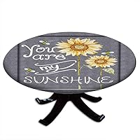 You are My Sunshine Round Tablecloth with Elastic Edge, You are My Sunshine Words on Blackboard Bees Sunflowers Vintage Image, for Restaurant Kitchen Parties, Fit for 36