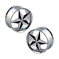 Pair of Stainless Steel Double Flared Nautical Star Eyelets: 3/4