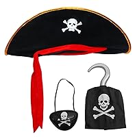 Holibanna 3pcs Pirate Hat Set Pirate Costume Accessory Halloween Pirate Hat Kids Clothes Dreses Halloween Pirate Cap Cosplay Pirate Hat Cosplay Props Pirate Hat for Cosplay Trumpet