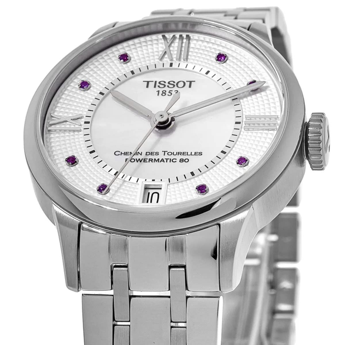 Tissot Womens Chemin des Tourelles 316L Stainless Steel case Swiss Automatic Watch, Grey, Stainless Steel, 16 (T0992071111300)