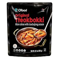 C O'Food Original Tteokbokki, Gluten-Free Korean Rice Cakes, Authentic Spicy Korean Street Food Snack, Perfect with Cheese and Ramen Noodles, Ready to Eat, No MSG, No Corn Syrup, Pack of 1
