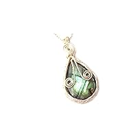 Labradorite Necklace, Designer Wrap Jewelry, Wire Wrapped Necklace, Handmade Pendant, Gemstone Necklace SC-4392