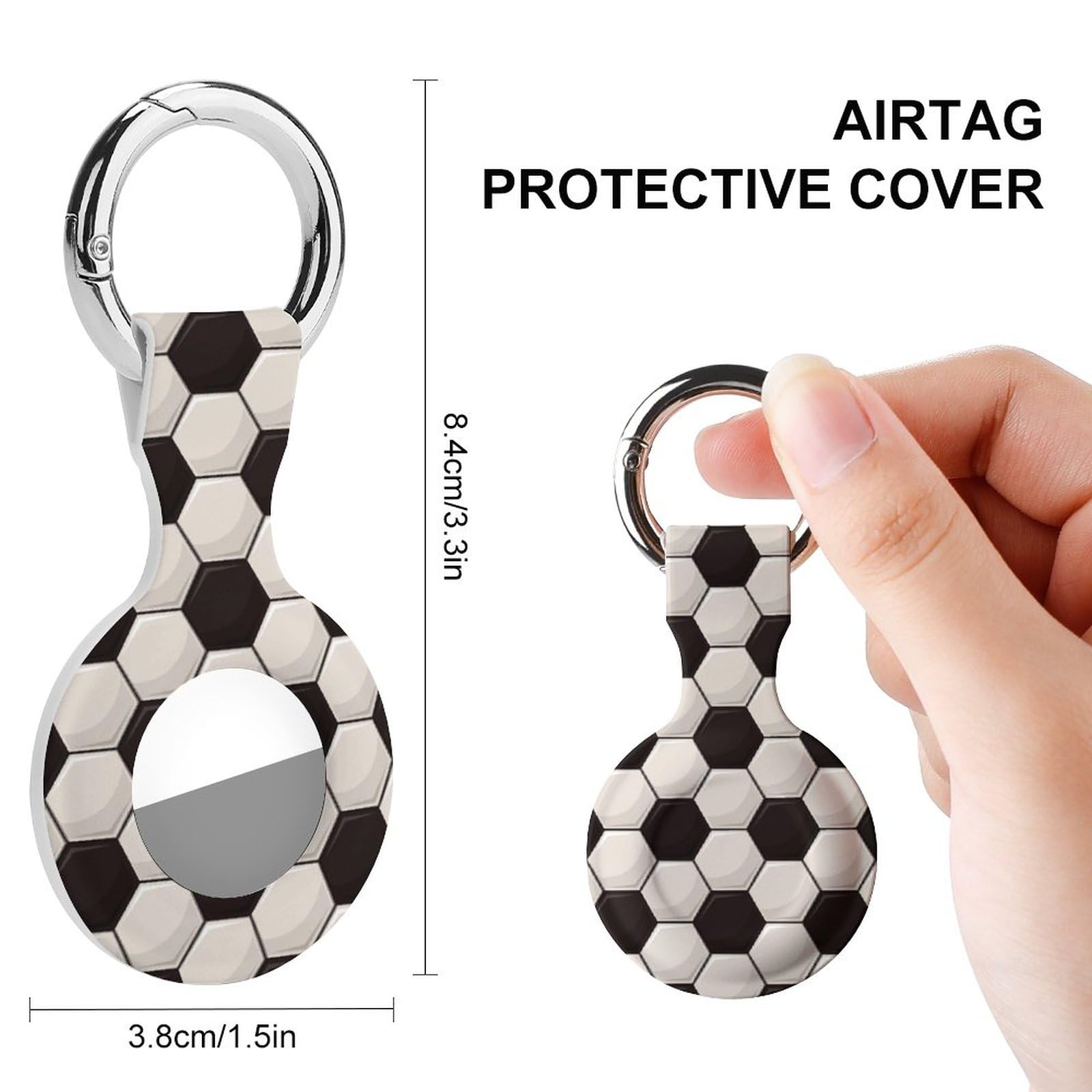 Football Soccer Design Soft Silicone Case for AirTag Holder Protective Cover with Keychain Key Ring Accessories