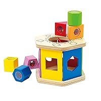 Hape Shake and Match Toddler Wooden Shape Sorter Toy Multicolor, L: 5.9, W: 4.8, H: 6.7 inch