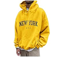 Hoodies For Men Big And Tall Letter Graphic Hoodies Long Sleeve Drawstring Pocket Pullover Vintage Basic Sweatshirt