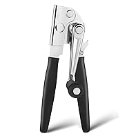 1 Pack Commercial Can Opener Manual Heavy Duty, Stainless Steel Handheld Can Opener with Folding Easy Crank Handle, Smooth Edge, Black Swing Grips, for #10 Bulk Cans and All Size Cans, Large Cans