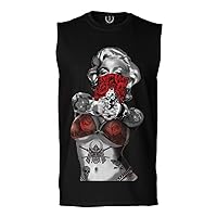 0333. Marilyn Monroe Gangster Red Rose Cool Graphic Hipster Red Roses Summer Men's Muscle Tank Sleeveles t Shirt