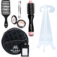 Milano Collection Travel Wig Styling Kit, Portable Travel Wig Stand with Compact Round Travel Case to Protect Wigs, Scalp Illusion Duo, Hot Air Brush & Gentle Brush for Wig Styling On-the-Go