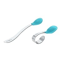Learning Spoon Set | Parent feeds while baby learns | Includes self-feeding spoon for baby to learn & feeding spoon for adult, 2 Piece Set