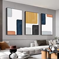 Wall Art Modern Abstract Canvas Framed Wall Art 3 Piece Set Of Painted Prints Boho Style For Living Room Bathroom Kitchen Office Wall Decor Artwork (black 16