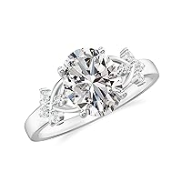 Natural 8x6MM Diamond Oval Criss Cross Ring for Women in Platinum