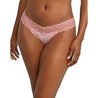 Maidenform Women's Sexy Must Haves Lace Thong, DMESLT, Gingham Print Rose Pnk, 8