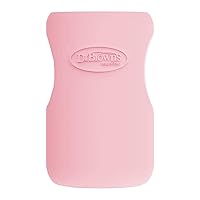 Dr. Brown's Natural Flow Options+ Glass Baby Bottle Sleeves,100% Silicone,9 oz,Wide-Neck,Pink