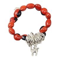 Silver Charm (Multiple Designs) Stretchy & Adjustable Bracelet for Women “Symbol of Power, Energy & Happiness” w/Meaningful Good Luck Huayruro Seed Beads - Great Gifts for Mom, Daughter, Sister, Aunt