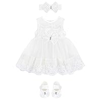 Taffy Baby Girl Christening Baptism Embroidered Dress Gown 6 Piece Deluxe Set 0-3 Months, White