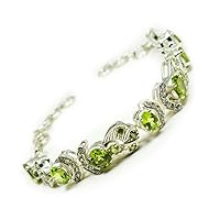 Original Peridot Green Bracelet Indian Sterling Silver Mixed Shaped Handcrafted L 6.5-8 IN