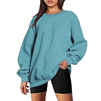 Sweatshirts for Women Comfy Side Split Sweatshirt Long Sleeve Crewneck Pullover Tops Teen Girls Trendy Y2K Clothes