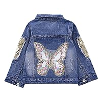 3-10Years Little Big Girls Spring Autumn Embroidered Denim Jacket
