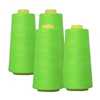 AK Trading 4-Pack NEON GREEN All Purpose Sewing Thread Cones (6000 Yards Each) of High Tensile Polyester Thread Spools for Sewing, Quilting, Serger Machines,Overlock, Merrow & Hand Embroide