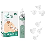 Baby Nasal Aspirator Green with 7 Food-Grade Silicone Replacement Nozzles, Nose Sucker for Baby, Automatic Nose Sucker for Infants, Rechargeable, with Music & Light Soothing Function