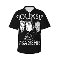Hawaiian T Shirt Siouxsie and The Banshees Boy's Fashion Button Down Short Sleeve Tops Summer Casual Tee