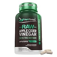Herbtonics Raw Apple Cider Vinegar Capsules, 1500mg Detox Support (Packaging May Vary), 120 Caps
