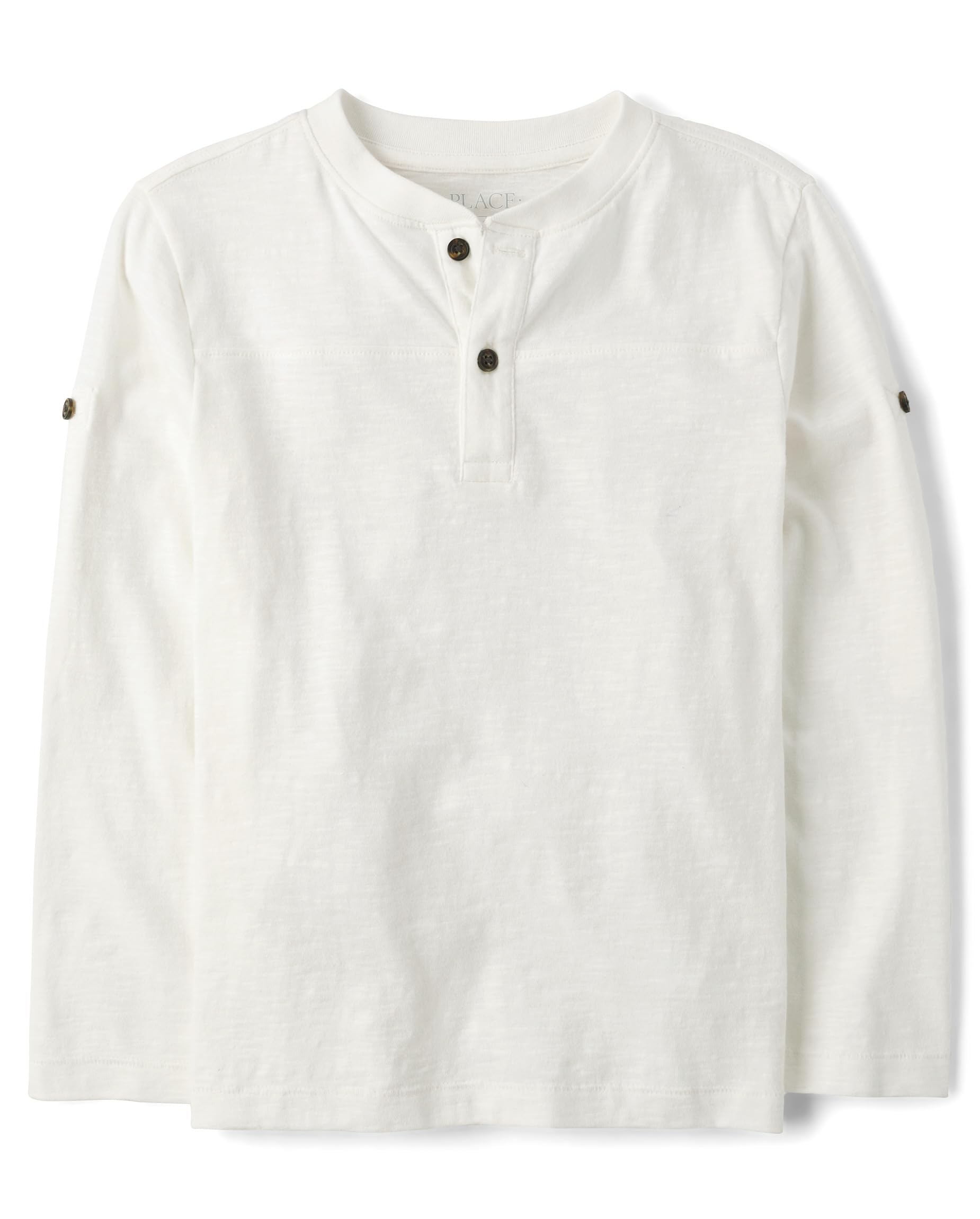 The Children's Place Boys' Long Sleeve Rolled Cuff Henley Shirt