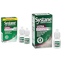 Systane Ultra Lubricant Eye Drops, Artificial Tears for Dry Eye, Twin Pack with 10-mL Each and Single 0.14 Fl Oz