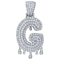 925 Sterling Silver Unisex CZ Cubic Zirconia Simulated Diamond Letter Name Personalized Monogram Initial Alphabet G Dripping Charm Pendant Necklace Jewelry for Women