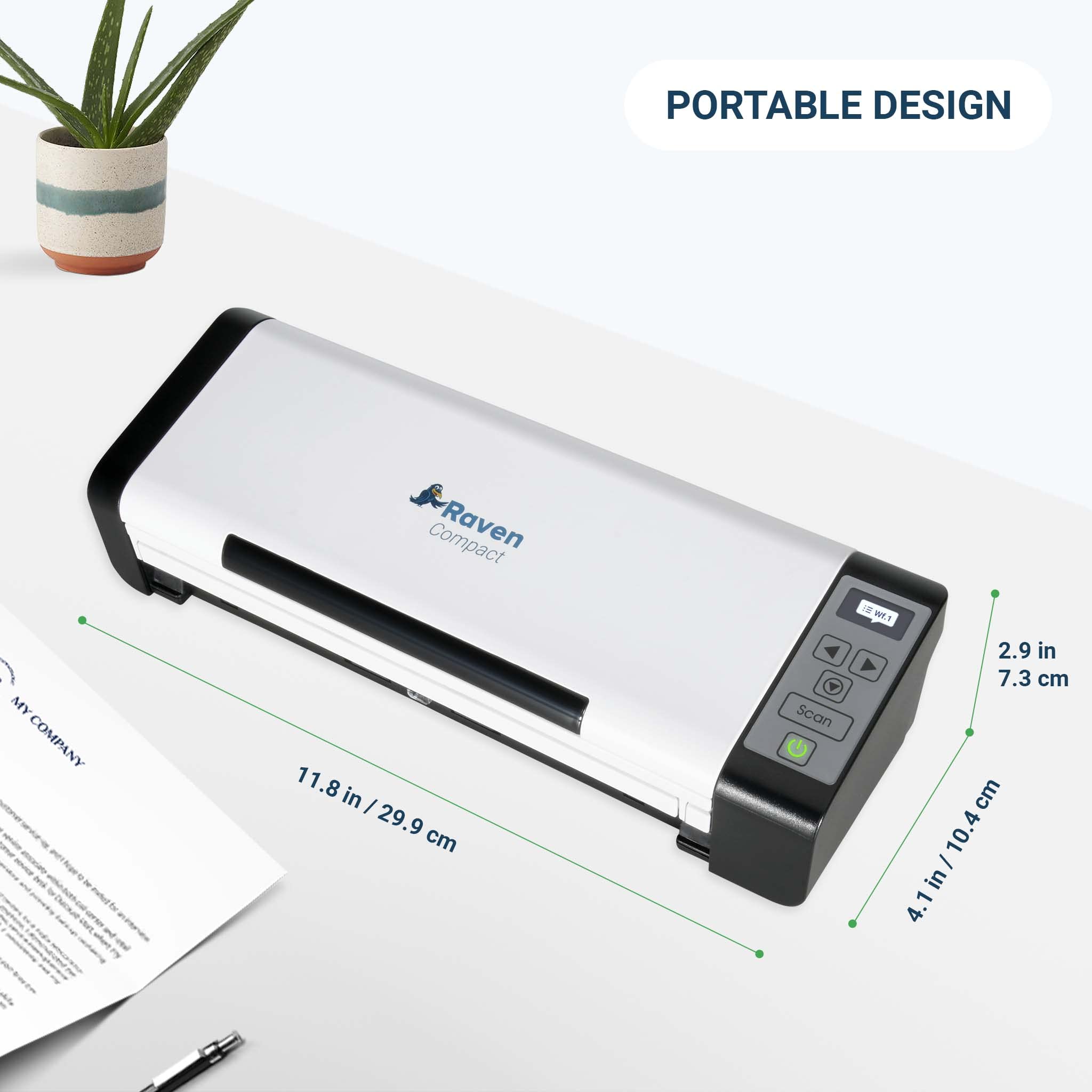 Raven Compact Document Scanner - Fast Duplex Scanning, Ideal for Home or Office, Scan to Mac or Windows PC by USB, Includes Raven Desktop Software