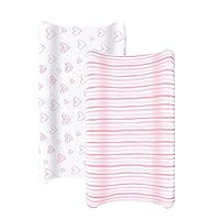 Baby Changing Pad Cover Cotton, Diaper Changing Pad Cover 2 Pack, Ultra Soft Pink Changing Pad Covers for Girls, 32''×16'' Changing Table Sheets, Super Breathable & Stretchy