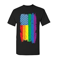 Manateez Men's American Gay Pride Rainbow Flag Tee Shirt