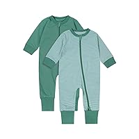 Teach Leanbh Baby Boys Girls 2-Pack Footless Pajamas Cotton 2 Way Zipper Long Sleeve Romper Jumpsuit Sleep and Play