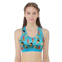 CowCow Womens Workout Top with Border Pizza Hamburger Fries Donut Cakes Macarons Food Pizza Confetti Sports Bra
