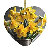 Bouquet of Daffodils Ornaments Holidays Ornaments Creative Heart Porcelain Ornament Christmas Tree Home Decoration