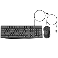 Wired Keyboard and Mouse Combos, KOORUI Keyboard USB-A Plug-and-Play, Full Size Computer Keyboard with Numeric Keypad, 1600 DPI Mouse, Windows MacOS Linux Compatible, Slimline, Tilt Legs-Black