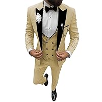 Men's 3 Piece Suit One Button Slim Fit Formal Wedding Prom Tuxedo Suits Party Dinner Blazer Vest Pants Set with Tie