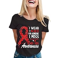 Graphic Tees for Women for Concert Women's Awareness Printed T Shirt Ladies Long Sleeve T Shirts
