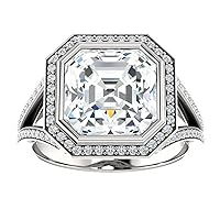 3.90 CT Asscher Cut VVS1 Colorless Moissanite Engagement Ring Wedding Band Silver Eternity Solitaire Vintage Antique Anniversary Diamond Engagement Ring Promise