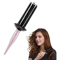 17 Teeth Curl Defining Brush, Curling Roll Comb, Curly Hair Brush, Curly Hair Styler Tool, Professional Curling Brush for Hair Salon, Home (Pink)