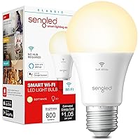 Sengled Smart Bulb, WiFi Light Bulbs, Dimmable Alexa Light Bulb, Smart Light Bulbs that Work with Alexa & Google Home, A19 Soft White (2700K) No Hub Required, 800LM 60W Equivalent High CRI>90, 1 Pack
