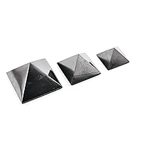 Shungite Stones Set of 3 Pyramid - Crystal Healing Protection for Home Office -Meditation, Chakra Balancing, Grounding